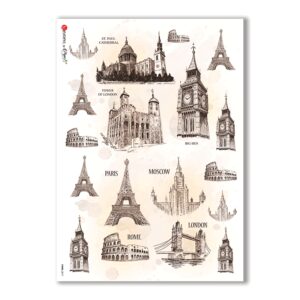 VIEWS-0019. Carta di riso paesaggi per decoupage.