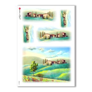 VIEWS-0022. Carta di riso paesaggi per decoupage.