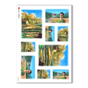 VIEWS-0025. Carta di riso paesaggi per decoupage.