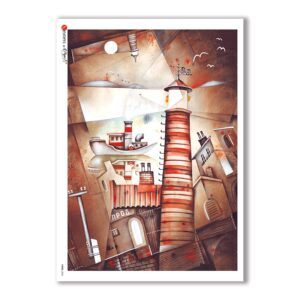 VIEWS-0034. Carta di Riso paesaggi per decoupage