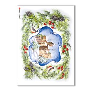 CHRISTMAS-0104. Carta di riso Natale per decoupage.
