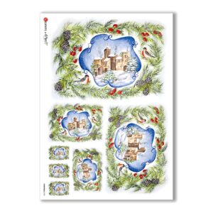 CHRISTMAS-0105. Carta di riso Natale per decoupage.