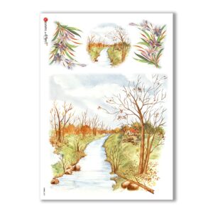 VIEWS-0081. Carta di Riso paesaggi per decoupage