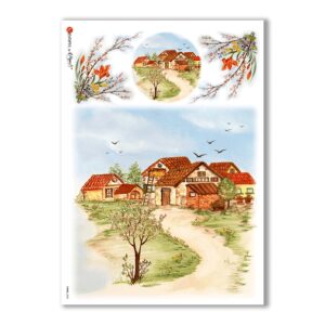 VIEWS-0083. Carta di Riso paesaggi per decoupage