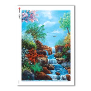 VIEWS-0090. Carta di Riso paesaggi per decoupage