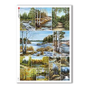 VIEWS-0101. Carta di Riso paesaggi per decoupage