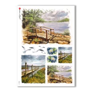 VIEWS-0107. Carta di Riso paesaggi per decoupage