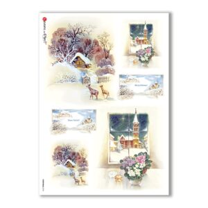 CHRISTMAS-0113. Carta di riso Natale per decoupage.