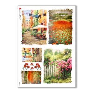 VIEWS-0113. Carta di Riso paesaggi per decoupage