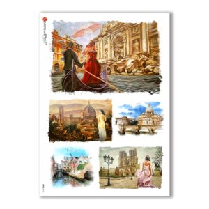 VIEWS-0114. Carta di Riso paesaggi per decoupage