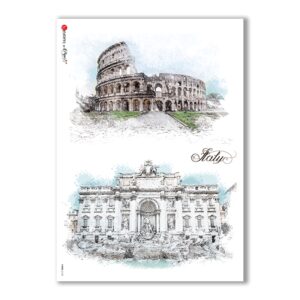 VIEWS-0128. Carta di Riso paesaggi per decoupage