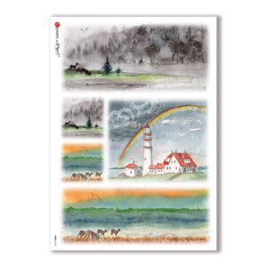 VIEWS-0136. Carta di Riso paesaggi per decoupage