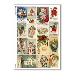 CHRISTMAS-0279. Carta di riso vittoriana Natale per decoupage.
