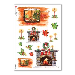 CHRISTMAS-0128. Carta di riso Natale per decoupage.