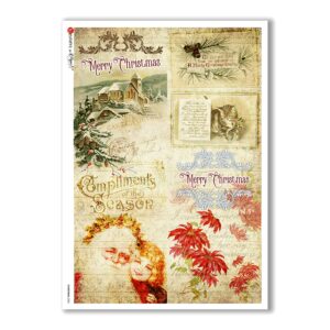 CHRISTMAS-0283. Carta di riso vittoriana Natale per decoupage.