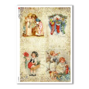 CHRISTMAS-0292. Carta di riso vittoriana Natale per decoupage.