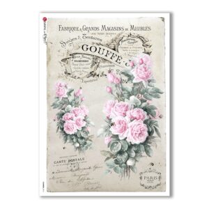 FLOWERS-0316. Carta di riso vittoriana fiori per decoupage.