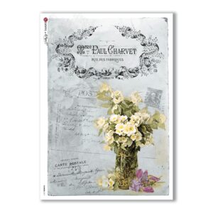 FLOWERS-0317. Carta di riso vittoriana fiori per decoupage.