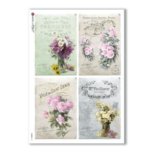 FLOWERS-0319. Carta di riso vittoriana fiori per decoupage.