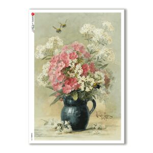 FLOWERS-0320. Carta di riso vittoriana fiori per decoupage.