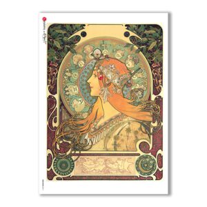 NOUVEAU-0011. Carta di riso art nouveau per decoupage.