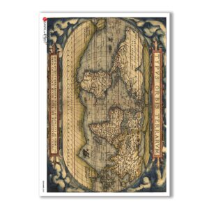 OLD-MAPS-0033. Carta di riso mappe antiche per decoupage.
