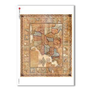 OLD-MAPS-0035. Carta di riso mappe antiche per decoupage.