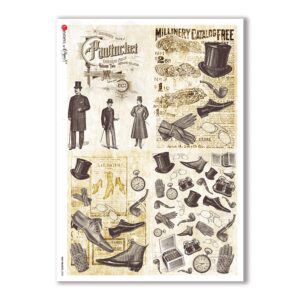 OLD OBJECTS-0008. Carta di riso oggetti vintage per decoupage.