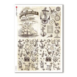 OLD OBJECTS-0009. Carta di riso oggetti vintage per decoupage.