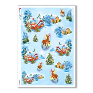 CHRISTMAS-0134. Carta di riso Natale per decoupage.