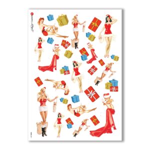 PINUP-0017. Carta di riso pin-up per decoupage.