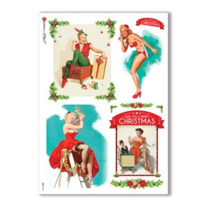 PINUP-0018. Carta di riso pin-up per decoupage.
