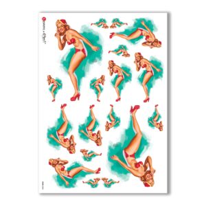 PINUP-0020. Carta di riso pin-up per decoupage.