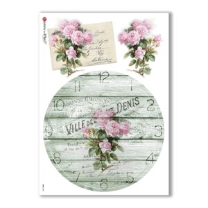 TIME-0009. Carta di riso orologi per decoupage.
