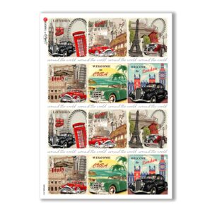 VEHICLES-0024. Carta di riso veicoli per decoupage.