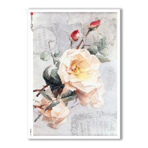 FLOWERS-0322. Carta di riso vittoriana fiori per decoupage.