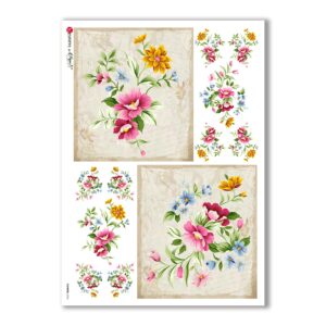 FLOWERS-0324. Carta di riso fiori per decoupage.