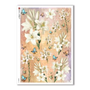 FLOWERS-0326. Carta di riso vittoriana fiori per decoupage.