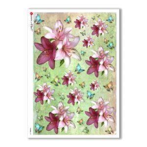FLOWERS-0327. Carta di riso vittoriana fiori per decoupage.