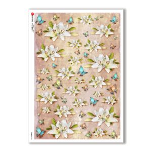 FLOWERS-0328. Carta di riso vittoriana fiori per decoupage.