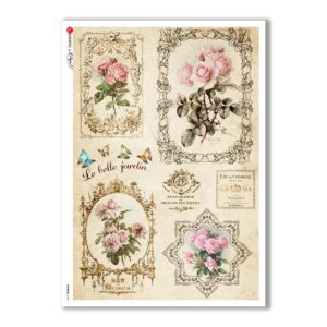 FLOWERS-0329. Carta di riso vittoriana fiori per decoupage.