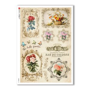 FLOWERS-0330. Carta di riso vittoriana fiori per decoupage.