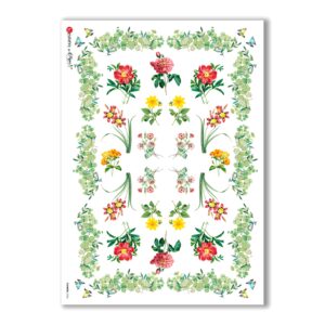 FLOWERS-0335. Carta di riso fiori per decoupage.