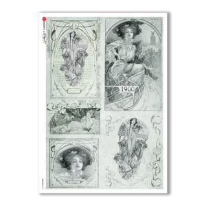 NOUVEAU-0013. Carta di riso art nouveau per decoupage.
