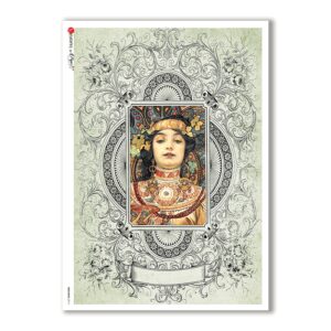 NOUVEAU-0016. Carta di riso art nouveau per decoupage.