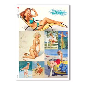 PINUP-0021. Carta di riso pin-up per decoupage.