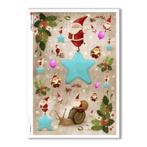 CHRISTMAS-0155. Carta di riso Natale per decoupage.