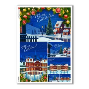 CHRISTMAS-0160. Carta di riso Natale per decoupage.