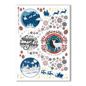 CHRISTMAS-0302. Carta di riso vittoriana Natale per decoupage.