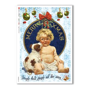 CHRISTMAS-0305. Carta di riso vittoriana Natale per decoupage.